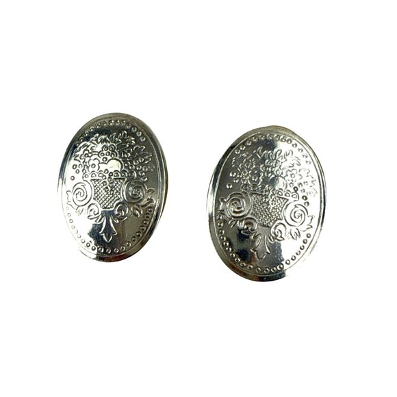 Kirk Stieff Pewter Earrings (Vintage, Fruit Basket pattern) — are less common th - Picture 1 of 6